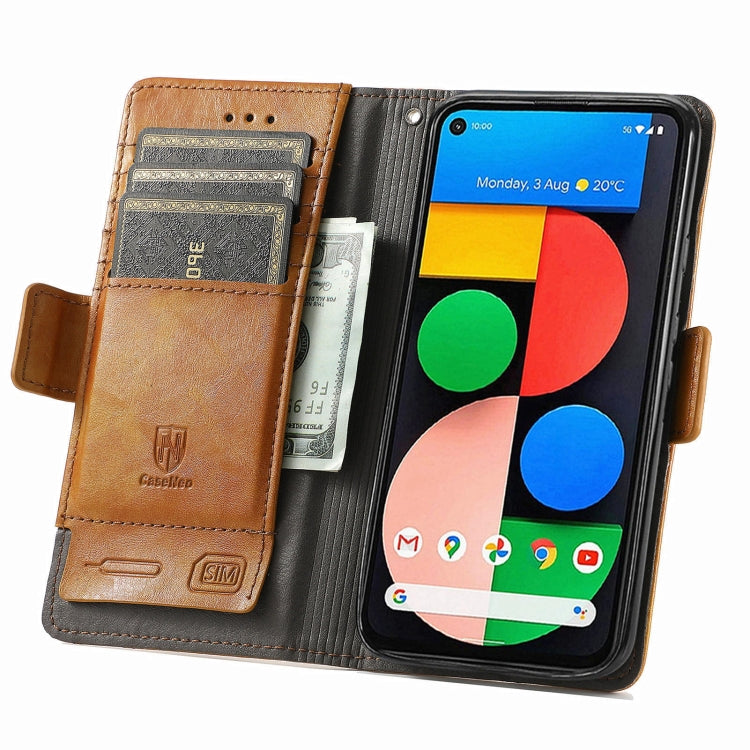 CaseNeo Business Splicing Dual Magnetic Buckle Horizontal Flip PU Leather Case with Holder & Card Slots & Wallet, For Google Pixel 5a 5G