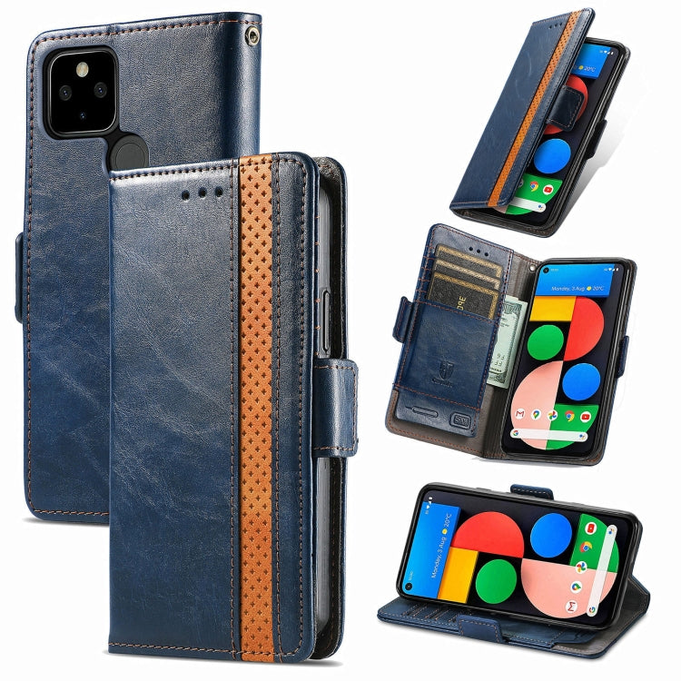 CaseNeo Business Splicing Dual Magnetic Buckle Horizontal Flip PU Leather Case with Holder & Card Slots & Wallet, For Google Pixel 5a 5G