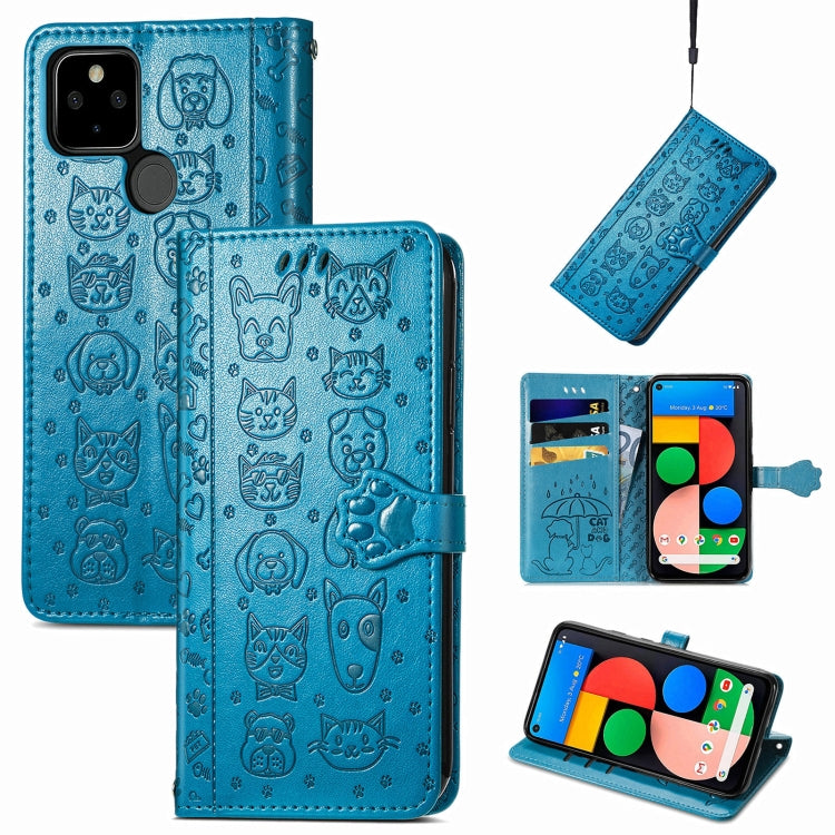 Lovely Cat and Dog Embossing Pattern Horizontal Flip Leather Case , with Holder & Card Slots & Wallet & Cartoon Clasp & Lanyard, For Google Pixel 5a 5G, For LG Velvet 2 Pro, For Motorola Edge 20 Pro, For OPPO Reno6 Z