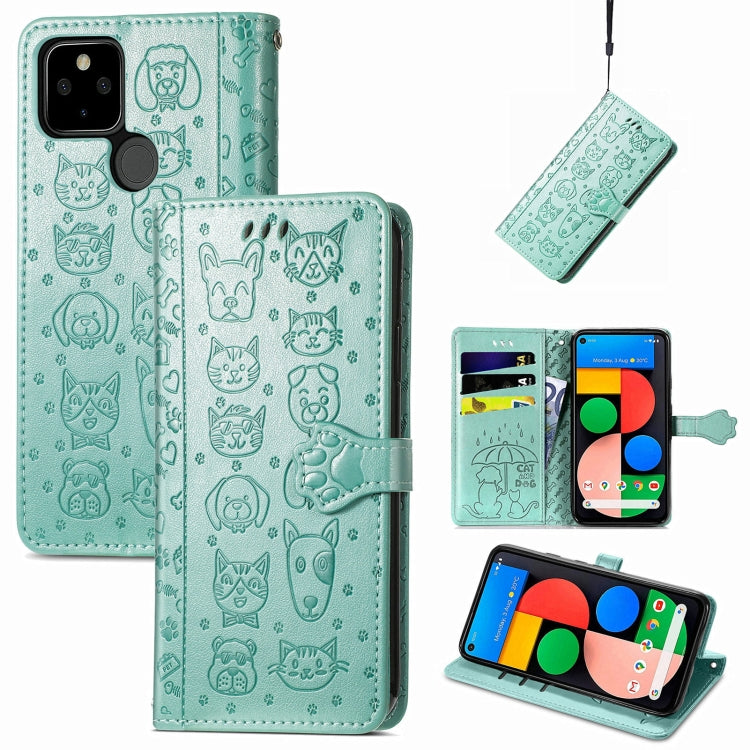 Lovely Cat and Dog Embossing Pattern Horizontal Flip Leather Case , with Holder & Card Slots & Wallet & Cartoon Clasp & Lanyard, For Google Pixel 5a 5G, For LG Velvet 2 Pro, For Motorola Edge 20 Pro, For OPPO Reno6 Z