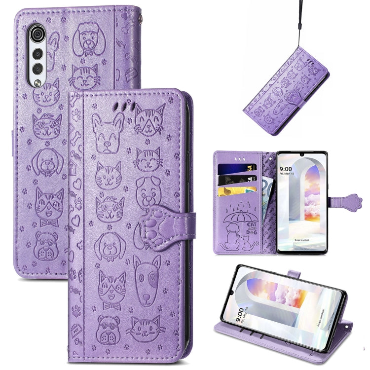 Lovely Cat and Dog Embossing Pattern Horizontal Flip Leather Case , with Holder & Card Slots & Wallet & Cartoon Clasp & Lanyard, For Google Pixel 5a 5G, For LG Velvet 2 Pro, For Motorola Edge 20 Pro, For OPPO Reno6 Z