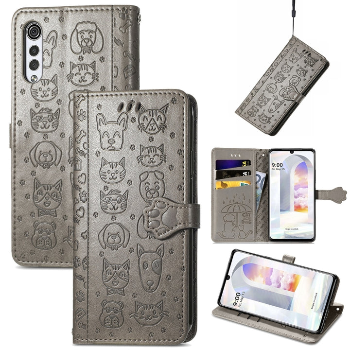 Lovely Cat and Dog Embossing Pattern Horizontal Flip Leather Case , with Holder & Card Slots & Wallet & Cartoon Clasp & Lanyard, For Google Pixel 5a 5G, For LG Velvet 2 Pro, For Motorola Edge 20 Pro, For OPPO Reno6 Z