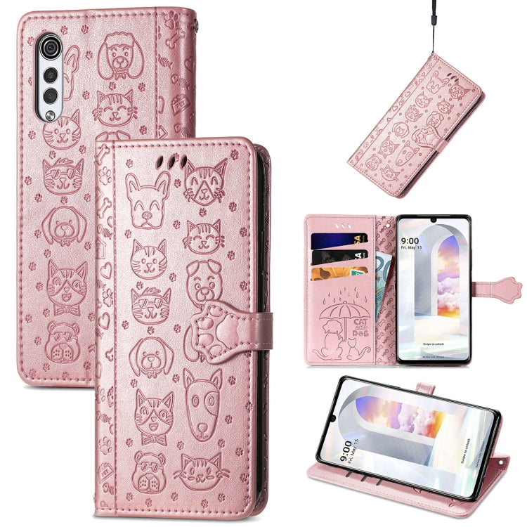 Lovely Cat and Dog Embossing Pattern Horizontal Flip Leather Case , with Holder & Card Slots & Wallet & Cartoon Clasp & Lanyard, For Google Pixel 5a 5G, For LG Velvet 2 Pro, For Motorola Edge 20 Pro, For OPPO Reno6 Z