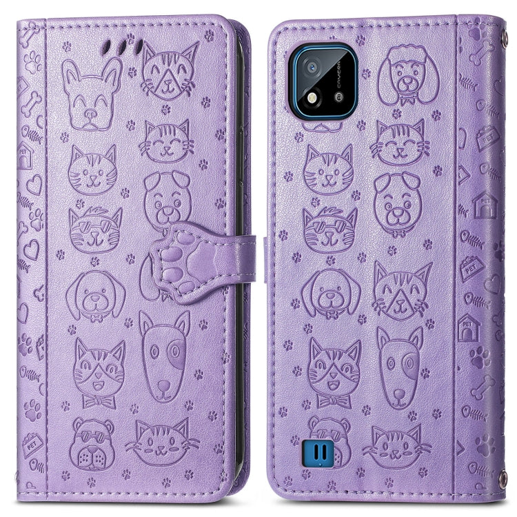 Lovely Cat and Dog Embossing Pattern Horizontal Flip Leather Case , with Holder & Card Slots & Wallet & Cartoon Clasp & Lanyard, For OPPO Realme C20, For UMIDIGI Bison GT, For Wiko Y61, For Xiaomi Redmi 10