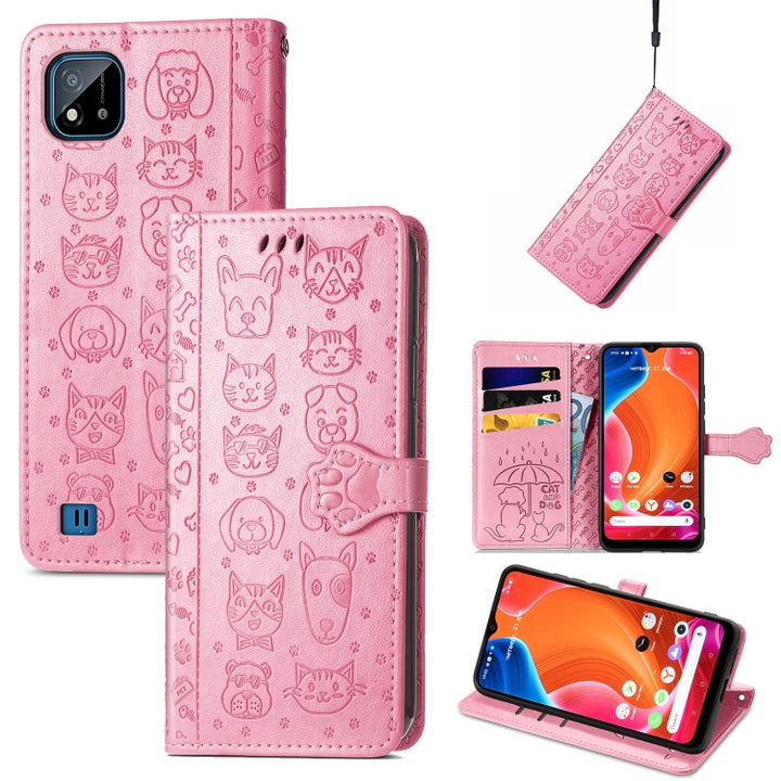 Lovely Cat and Dog Embossing Pattern Horizontal Flip Leather Case , with Holder & Card Slots & Wallet & Cartoon Clasp & Lanyard, For OPPO Realme C20, For UMIDIGI Bison GT, For Wiko Y61, For Xiaomi Redmi 10