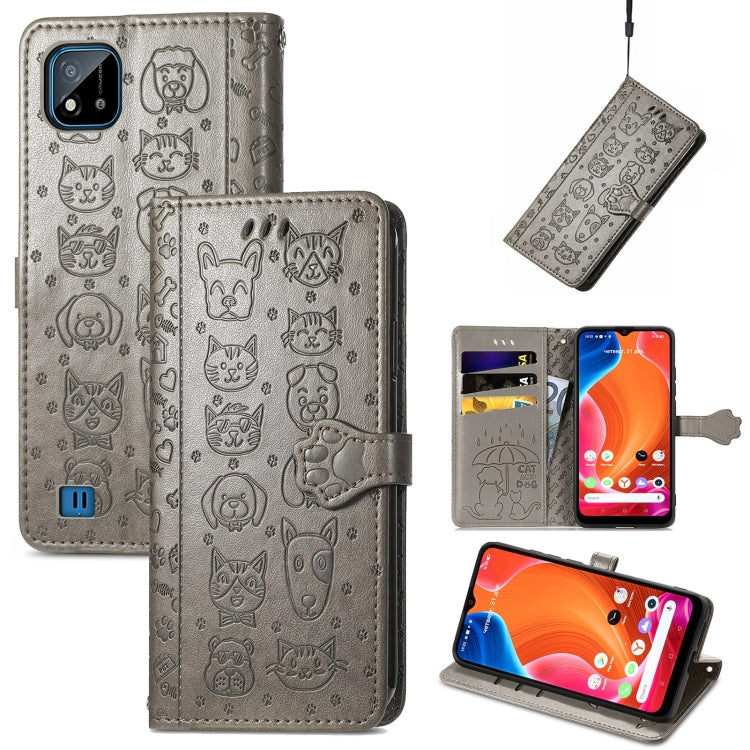 Lovely Cat and Dog Embossing Pattern Horizontal Flip Leather Case , with Holder & Card Slots & Wallet & Cartoon Clasp & Lanyard, For OPPO Realme C20, For UMIDIGI Bison GT, For Wiko Y61, For Xiaomi Redmi 10