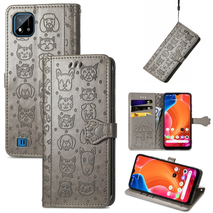 Lovely Cat and Dog Embossing Pattern Horizontal Flip Leather Case , with Holder & Card Slots & Wallet & Cartoon Clasp & Lanyard, For OPPO Realme C20, For UMIDIGI Bison GT, For Wiko Y61, For Xiaomi Redmi 10