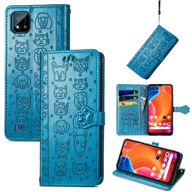 Lovely Cat and Dog Embossing Pattern Horizontal Flip Leather Case , with Holder & Card Slots & Wallet & Cartoon Clasp & Lanyard, For OPPO Realme C20, For UMIDIGI Bison GT, For Wiko Y61, For Xiaomi Redmi 10