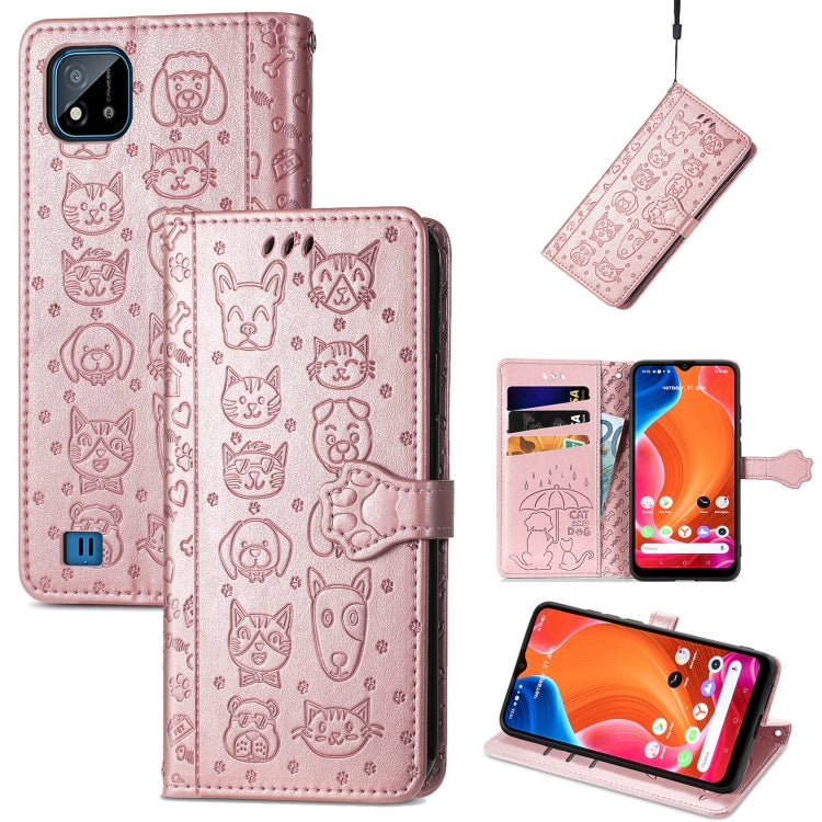 Lovely Cat and Dog Embossing Pattern Horizontal Flip Leather Case , with Holder & Card Slots & Wallet & Cartoon Clasp & Lanyard, For OPPO Realme C20, For UMIDIGI Bison GT, For Wiko Y61, For Xiaomi Redmi 10