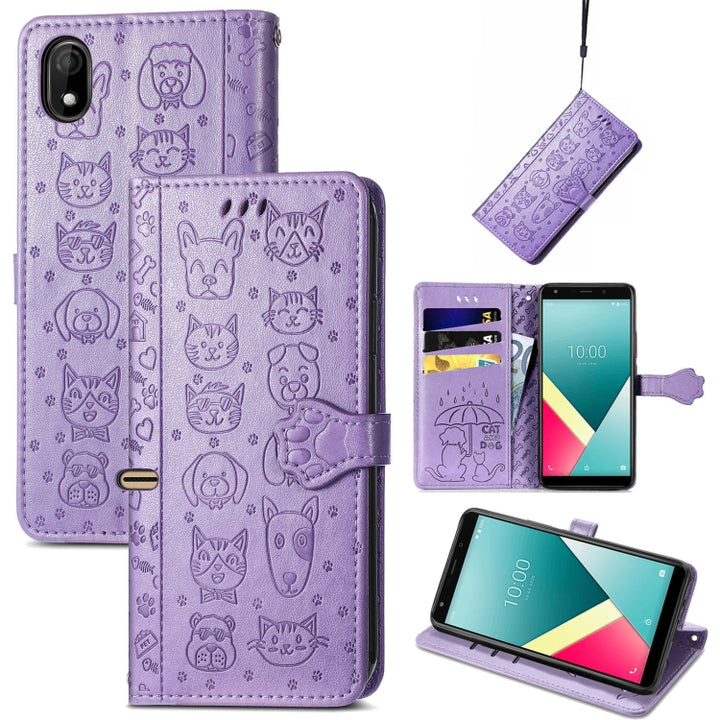 Lovely Cat and Dog Embossing Pattern Horizontal Flip Leather Case , with Holder & Card Slots & Wallet & Cartoon Clasp & Lanyard, For OPPO Realme C20, For UMIDIGI Bison GT, For Wiko Y61, For Xiaomi Redmi 10