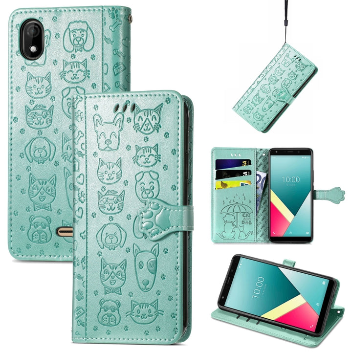 Lovely Cat and Dog Embossing Pattern Horizontal Flip Leather Case , with Holder & Card Slots & Wallet & Cartoon Clasp & Lanyard, For OPPO Realme C20, For UMIDIGI Bison GT, For Wiko Y61, For Xiaomi Redmi 10