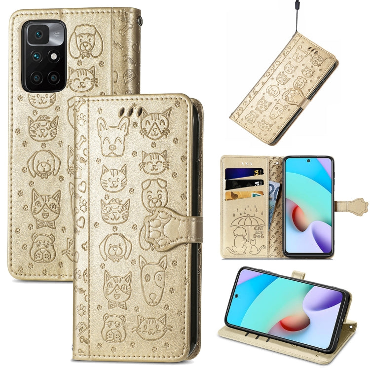 Lovely Cat and Dog Embossing Pattern Horizontal Flip Leather Case , with Holder & Card Slots & Wallet & Cartoon Clasp & Lanyard, For OPPO Realme C20, For UMIDIGI Bison GT, For Wiko Y61, For Xiaomi Redmi 10