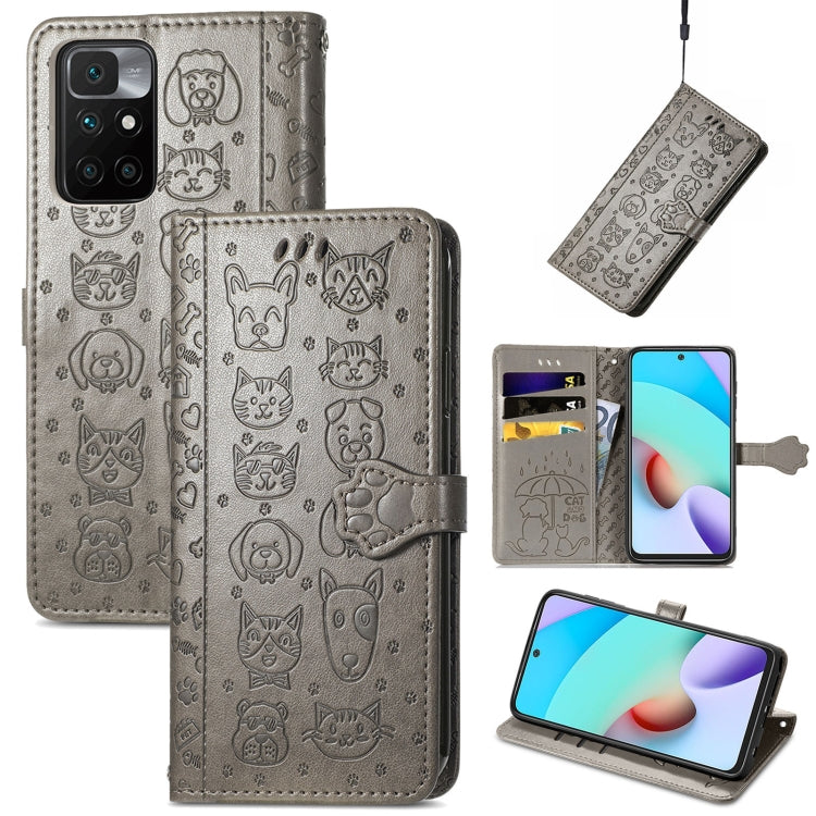 Lovely Cat and Dog Embossing Pattern Horizontal Flip Leather Case , with Holder & Card Slots & Wallet & Cartoon Clasp & Lanyard, For OPPO Realme C20, For UMIDIGI Bison GT, For Wiko Y61, For Xiaomi Redmi 10