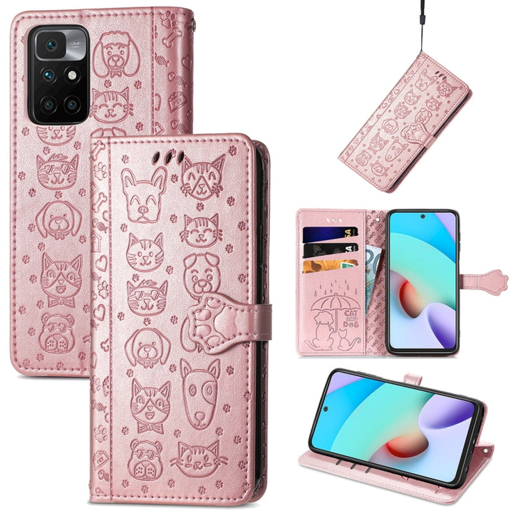 Lovely Cat and Dog Embossing Pattern Horizontal Flip Leather Case , with Holder & Card Slots & Wallet & Cartoon Clasp & Lanyard, For OPPO Realme C20, For UMIDIGI Bison GT, For Wiko Y61, For Xiaomi Redmi 10