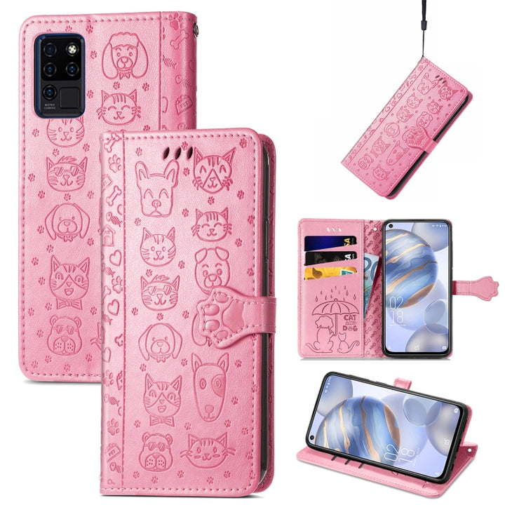 Lovely Cat and Dog Embossing Pattern Horizontal Flip Leather Case , with Holder & Card Slots & Wallet & Cartoon Clasp & Lanyard, For CUBOT Note 20, For Oukitel C21, For OnePlus Nord 2 5G