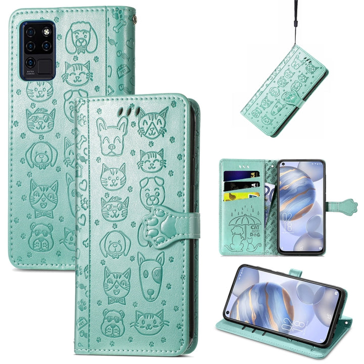 Lovely Cat and Dog Embossing Pattern Horizontal Flip Leather Case , with Holder & Card Slots & Wallet & Cartoon Clasp & Lanyard, For CUBOT Note 20, For Oukitel C21, For OnePlus Nord 2 5G