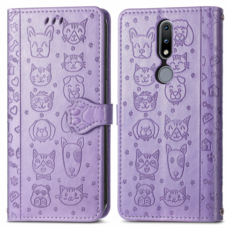 Lovely Cat and Dog Embossing Pattern Horizontal Flip Leather Case , with Holder & Card Slots & Wallet & Cartoon Clasp & Lanyard, For Nokia 2.4, For Nokia 5.4, For Nokia C01 Plus, For Nokia XR20