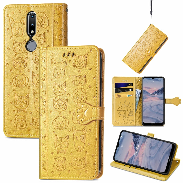 Lovely Cat and Dog Embossing Pattern Horizontal Flip Leather Case , with Holder & Card Slots & Wallet & Cartoon Clasp & Lanyard, For Nokia 2.4, For Nokia 5.4, For Nokia C01 Plus, For Nokia XR20