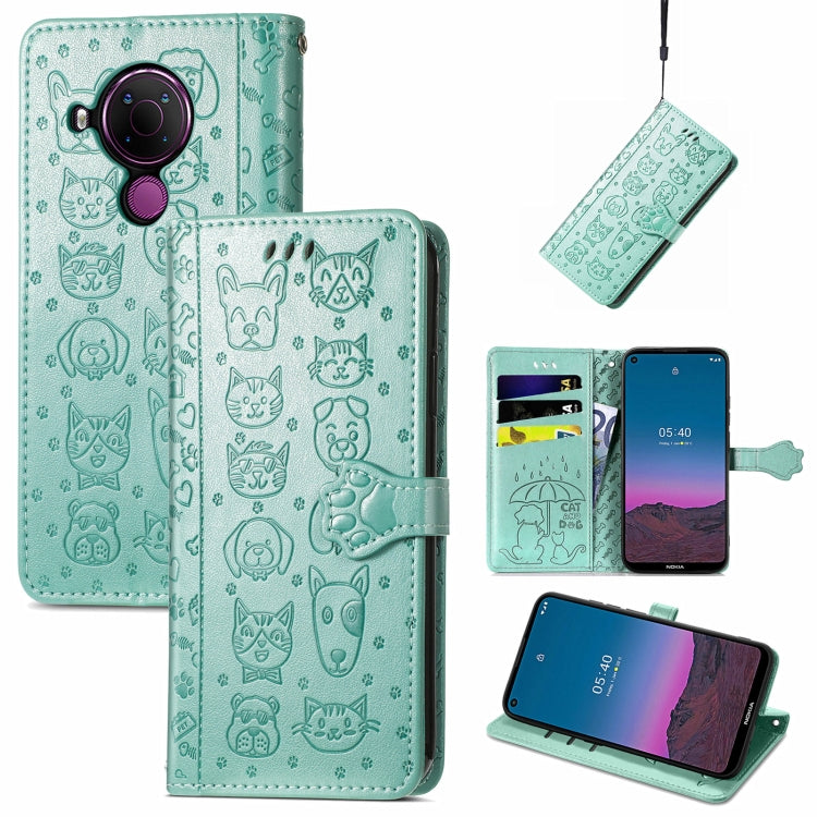 Lovely Cat and Dog Embossing Pattern Horizontal Flip Leather Case , with Holder & Card Slots & Wallet & Cartoon Clasp & Lanyard, For Nokia 2.4, For Nokia 5.4, For Nokia C01 Plus, For Nokia XR20