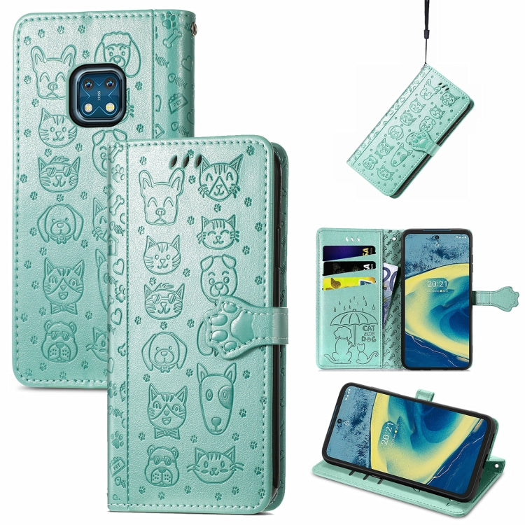 Lovely Cat and Dog Embossing Pattern Horizontal Flip Leather Case , with Holder & Card Slots & Wallet & Cartoon Clasp & Lanyard, For Nokia 2.4, For Nokia 5.4, For Nokia C01 Plus, For Nokia XR20