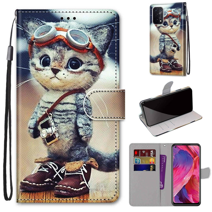 Coloured Drawing Cross Texture Horizontal Flip PU Leather Case with Holder & Card Slots & Wallet & Lanyard, For OPPO A93 5G / A93s 5G / A54 5G / A74 5G