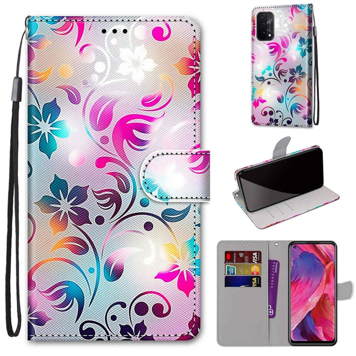 Coloured Drawing Cross Texture Horizontal Flip PU Leather Case with Holder & Card Slots & Wallet & Lanyard, For OPPO A93 5G / A93s 5G / A54 5G / A74 5G