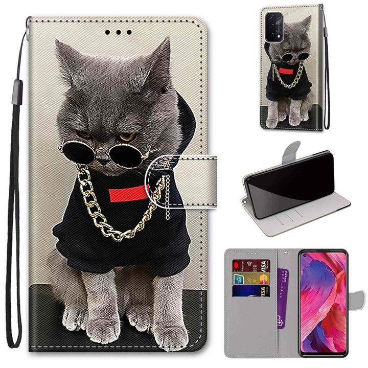 Coloured Drawing Cross Texture Horizontal Flip PU Leather Case with Holder & Card Slots & Wallet & Lanyard, For OPPO A93 5G / A93s 5G / A54 5G / A74 5G