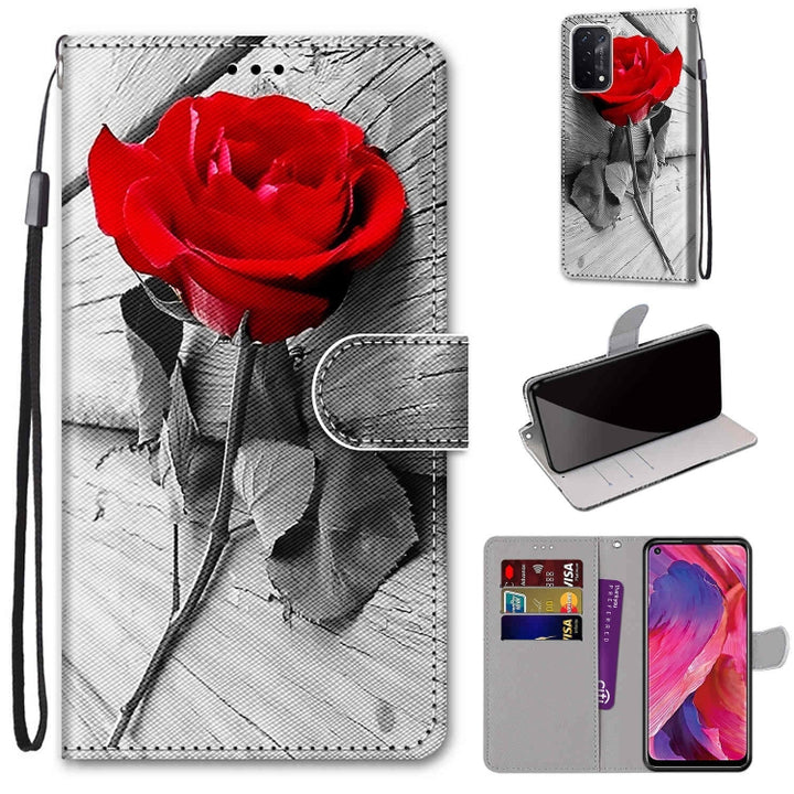 Coloured Drawing Cross Texture Horizontal Flip PU Leather Case with Holder & Card Slots & Wallet & Lanyard, For OPPO A93 5G / A93s 5G / A54 5G / A74 5G