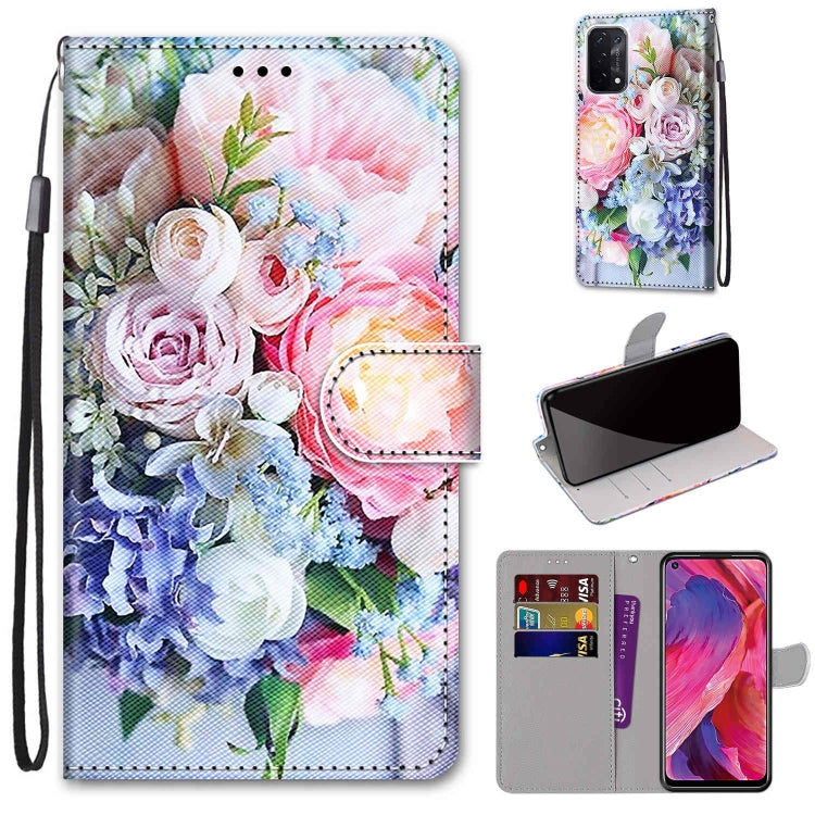 Coloured Drawing Cross Texture Horizontal Flip PU Leather Case with Holder & Card Slots & Wallet & Lanyard, For OPPO A93 5G / A93s 5G / A54 5G / A74 5G