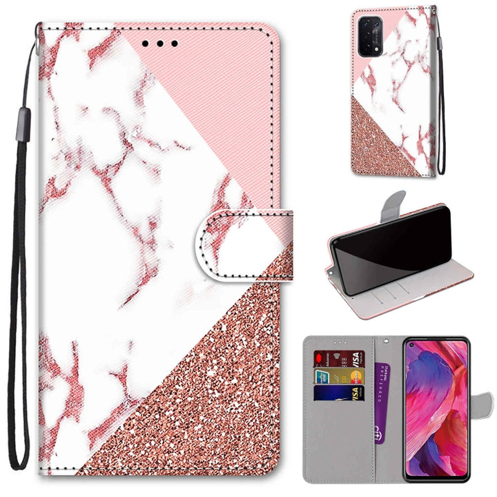 Coloured Drawing Cross Texture Horizontal Flip PU Leather Case with Holder & Card Slots & Wallet & Lanyard, For OPPO A93 5G / A93s 5G / A54 5G / A74 5G