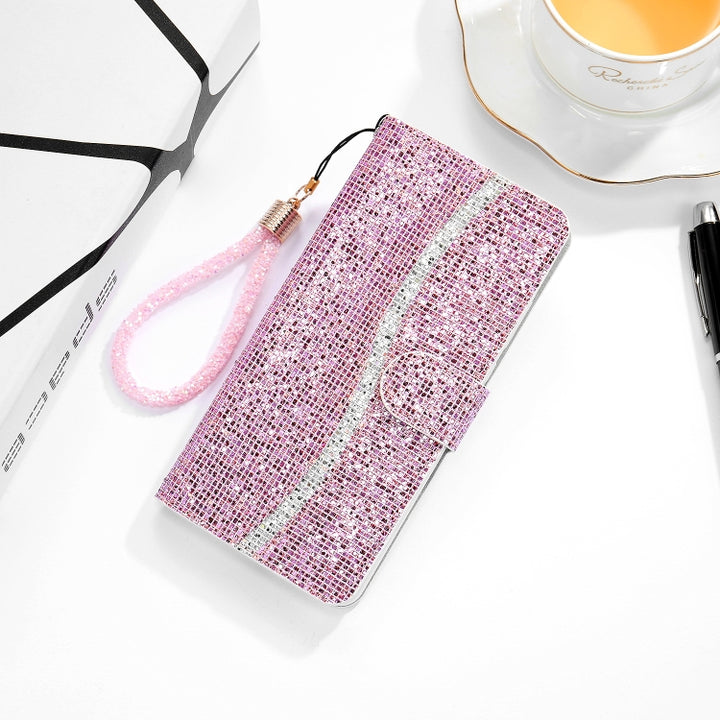 Glitter Powder Horizontal Flip Leather Case with Card Slots & Holder & Lanyard, For Google Pixel 4a 5G, For Google Pixel 5a 5G, For Xiaomi Redmi 10, For Xiaomi Redmi Note 10 5G, For Sony Xperia 10 III