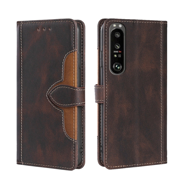 Skin Feel Straw Hat Magnetic Buckle Horizontal Flip PU Leather Case with Holder & Card Slots & Wallet, For Sony Xperia 1 III, For Sony Xperia 5 III, For Sony Xperia 10 III