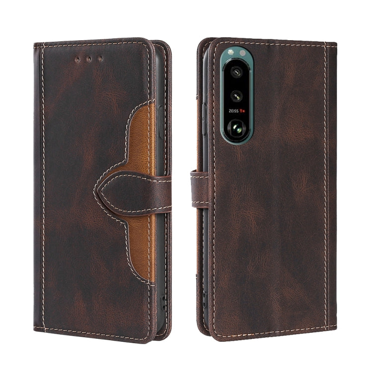 Skin Feel Straw Hat Magnetic Buckle Horizontal Flip PU Leather Case with Holder & Card Slots & Wallet, For Sony Xperia 1 III, For Sony Xperia 5 III, For Sony Xperia 10 III