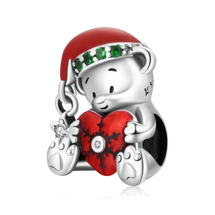 S925 Sterling Silver Christmas Bear Beads DIY Bracelet Necklace Accessories, SCC2035