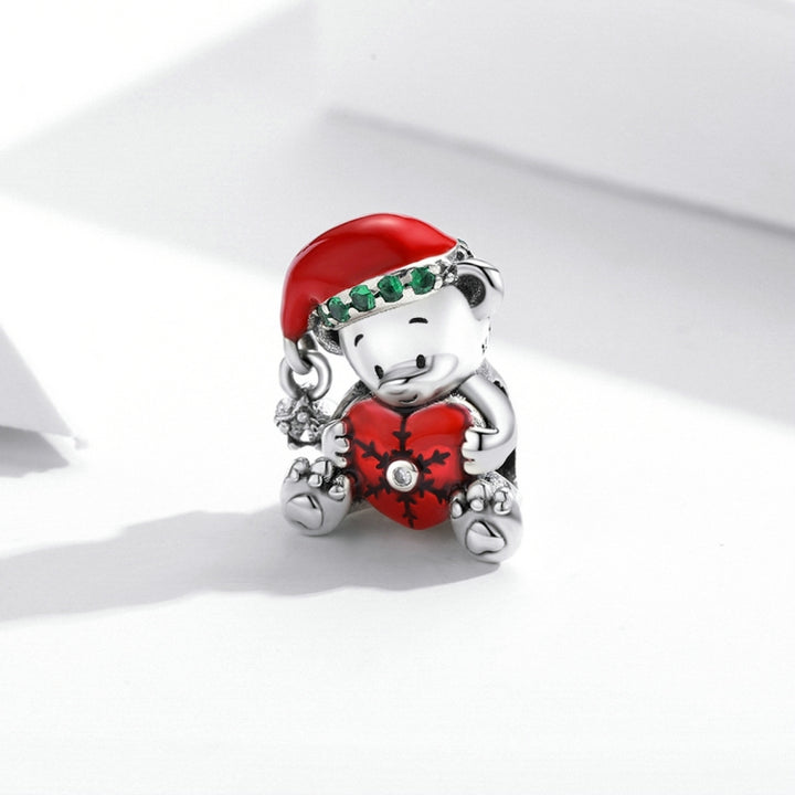 S925 Sterling Silver Christmas Bear Beads DIY Bracelet Necklace Accessories, SCC2035