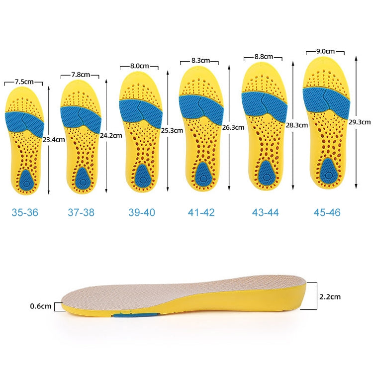 086 PU Silicone Sweat-absorbent Breathable Shock-absorbing Sports Full Shoe Pads Cuttable Increase Insole, 35-36, 37-38, 39-40, 41-42, 43-44, 45-46