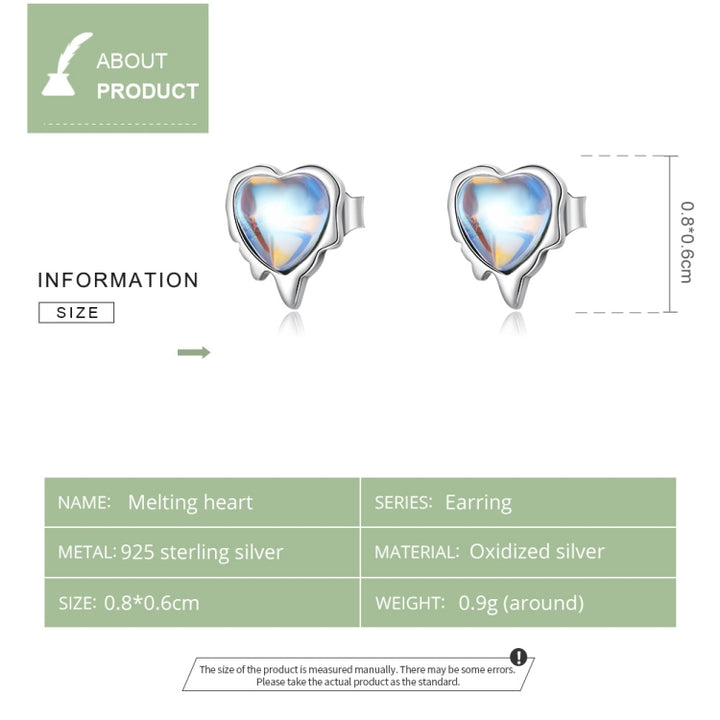 S925 Sterling Silver Heart Shaped Moonstone Women Earrings, Heart Shaped Moonstone