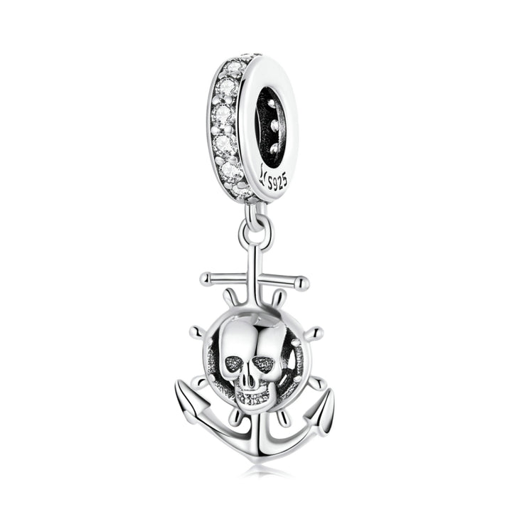 S925 Sterling Silver Pirate Skull Ship Pendant DIY Bracelet Necklace Accessories, Pirate Skull Ship