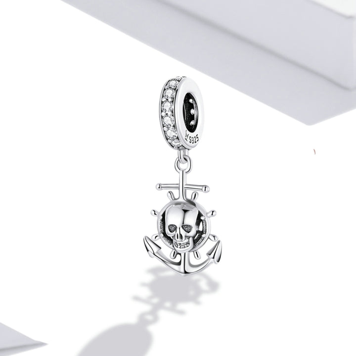 S925 Sterling Silver Pirate Skull Ship Pendant DIY Bracelet Necklace Accessories, Pirate Skull Ship