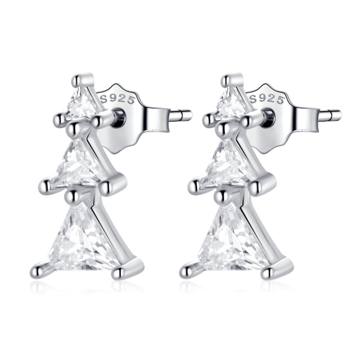 S925 Sterling Silver Exquisite Christmas Tree Ear Studs Women Earrings, Christmas Tree(Silver), Christmas Tree(Gold)