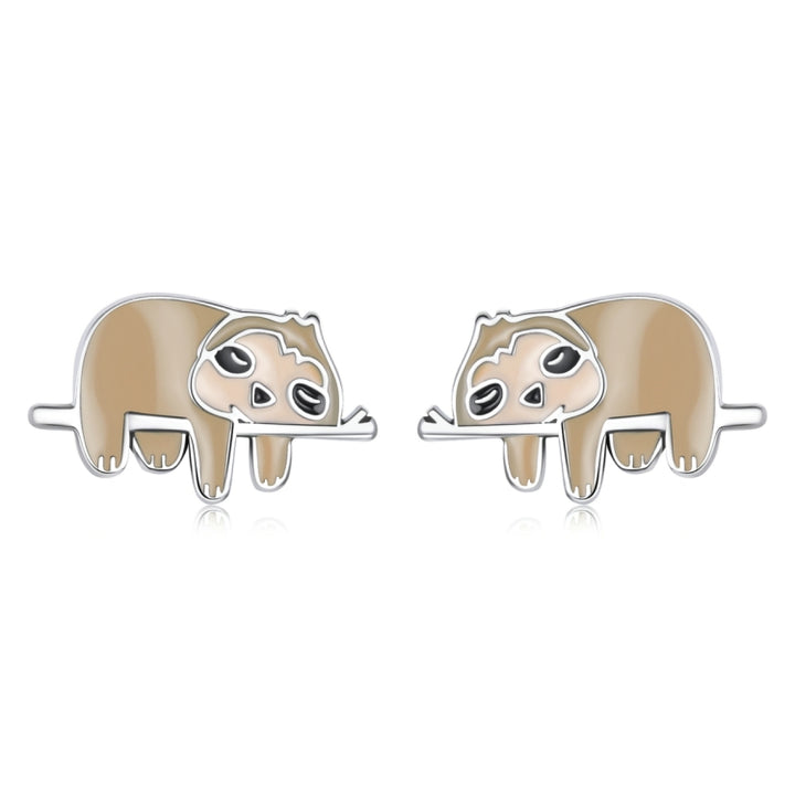 S925 Sterling Silver Cute Sloth Ear Studs Women Earrings, Cute Sloth