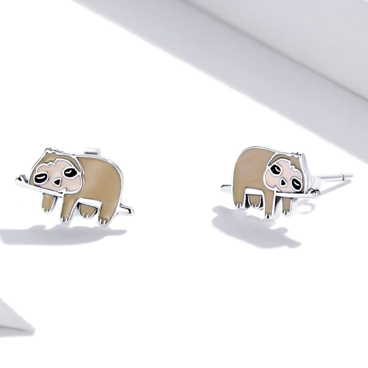 S925 Sterling Silver Cute Sloth Ear Studs Women Earrings, Cute Sloth