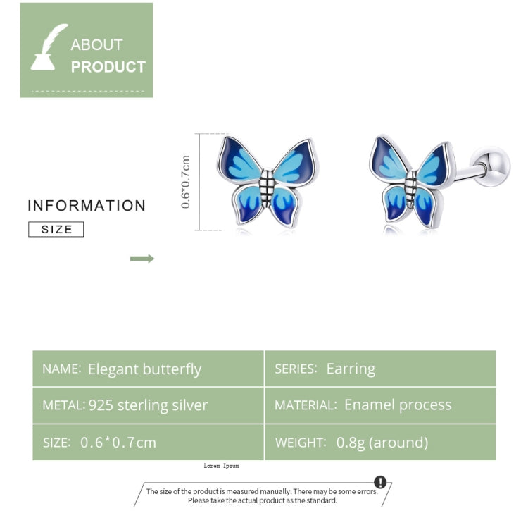 S925 Sterling Silver Butterfly Ear Studs Women Earrings, Butterfly