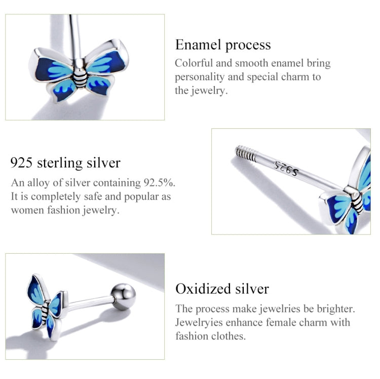 S925 Sterling Silver Butterfly Ear Studs Women Earrings, Butterfly