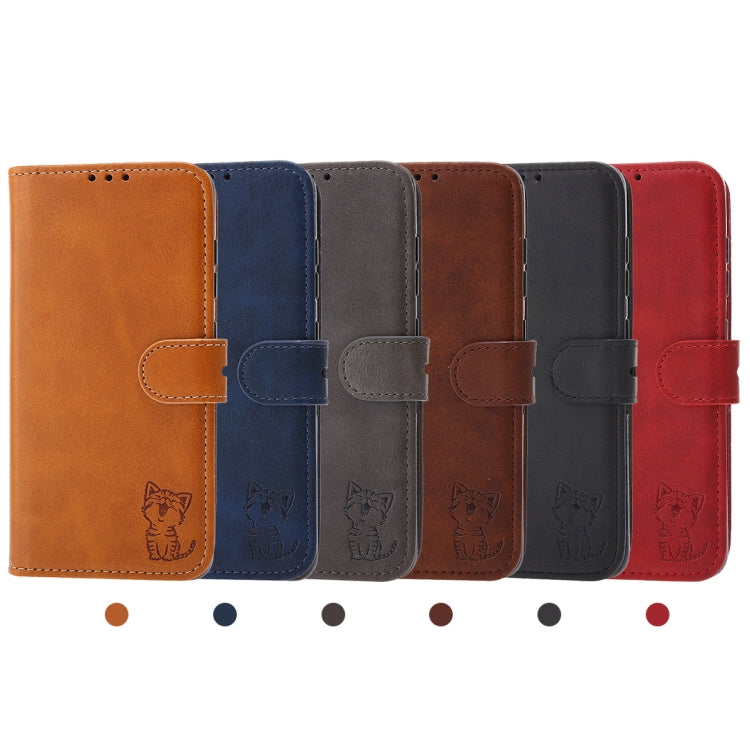 Embossed Happy Cat Pattern Horizontal Flip Leather Case with Holder & Card Slots & Wallet, For Xiaomi Redmi Note 10 Pro 5G, For Xiaomi Redmi 10, For Xiaomi Mi 11, For Xiaomi Mi 11T, For Xiaomi Mi 11 Ultra