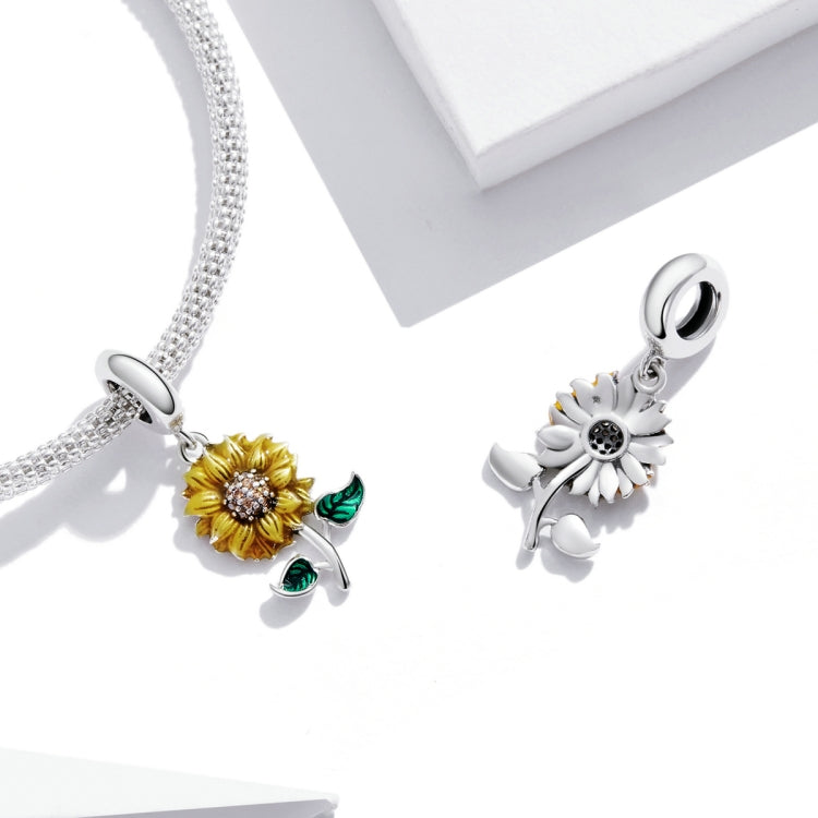 S925 Sterling Silver Sunflower Pendant DIY Bracelet Necklace Accessories, Sunflower