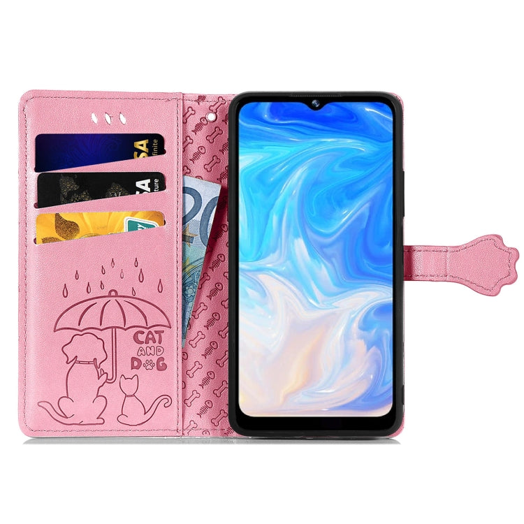 Cat and Dog Embossed Horizontal Flip Phone Leather Case with Holder & Card Slot & Wallet & Lanyard, For Doogee N40 Pro, For Infinix Zero 8, For OPPO Realme C21Y, For Vodafone Smart E11