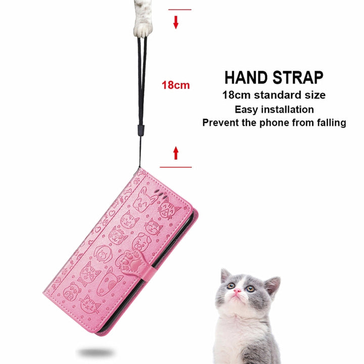 Cat and Dog Embossed Horizontal Flip Phone Leather Case with Holder & Card Slot & Wallet & Lanyard, For Doogee N40 Pro, For Infinix Zero 8, For OPPO Realme C21Y, For Vodafone Smart E11