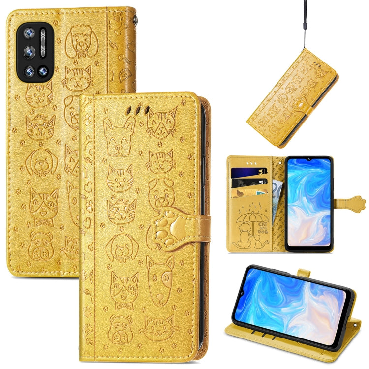 Cat and Dog Embossed Horizontal Flip Phone Leather Case with Holder & Card Slot & Wallet & Lanyard, For Doogee N40 Pro, For Infinix Zero 8, For OPPO Realme C21Y, For Vodafone Smart E11