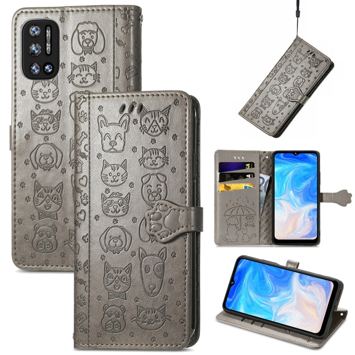 Cat and Dog Embossed Horizontal Flip Phone Leather Case with Holder & Card Slot & Wallet & Lanyard, For Doogee N40 Pro, For Infinix Zero 8, For OPPO Realme C21Y, For Vodafone Smart E11